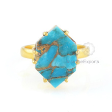 18k Gold Ring, 925 Silber Kupfer Turquoise Edelstein Ring für Großhandel Lieferant